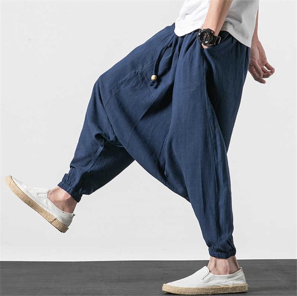 Männer Hosen M6XL 7XL Plus größe männer baumwolle leinen hosen mode 2022 Herbst lange crosspants Sommer hip hop Tanz hosen schwarz gary weiß Z0225