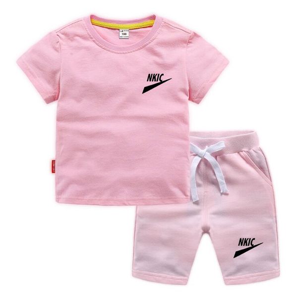 Летняя детская одежда Короткая сета для спортивной одежды для футболок для девочек-мальчика 2 куска детский малыш с 1 до 13 лет.