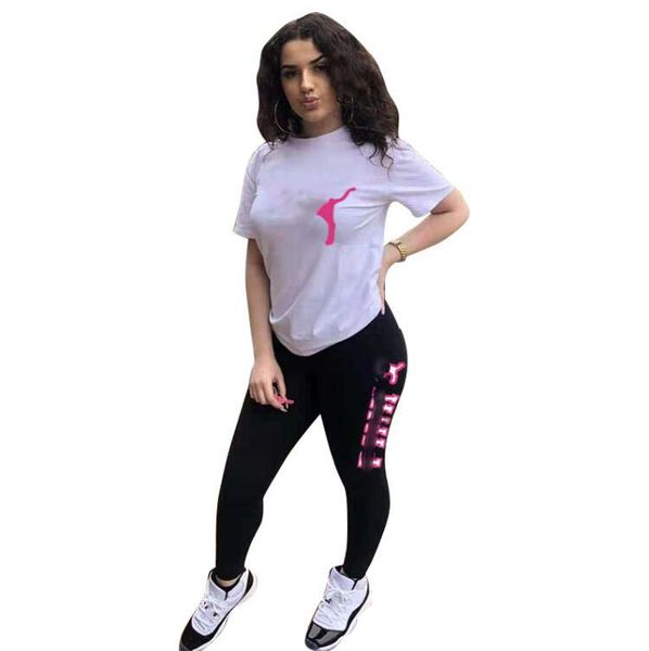 Taglie forti Tute da donna Bodycon Manica corta Crop Top Pantaloni sportivi impilati Tuta Estate Due pezzi Pantaloni da jogger Set