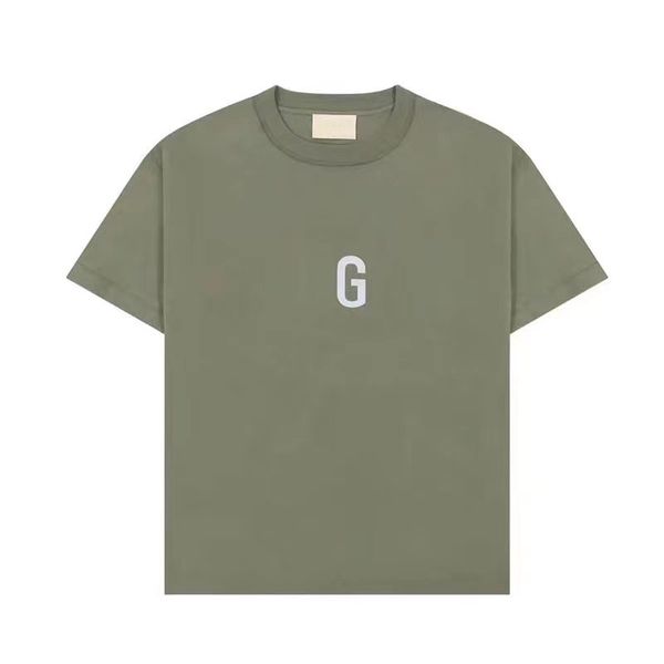 Vestiti in cotone spazzolato primaverili ed estivi Traspirante nuova stampa in cotone di alta qualità manica corta girocollo Lettera Stampa magliette manica uomo Design grafico verde militare