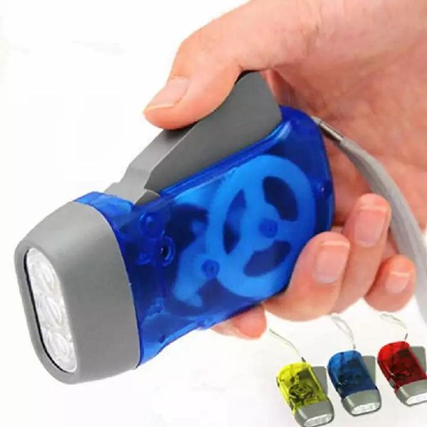 Kleinigkeiten Sublimation Geschenk Handdruckgenerator 3 LED Taschenlampe Kurbel Power Winding Hand Camping Lampe Taschenlampe