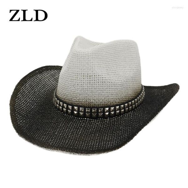 Berets Fashion Spray Paint Cowboy Straw Hat Summer Outdoor Seasid