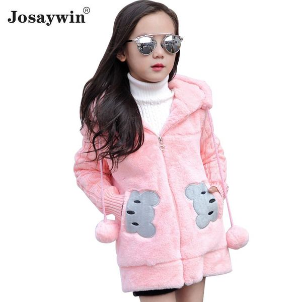 Giacche Josaywin Cappotto invernale per bambini Cappotto per bambini Bambino con cappuccio Caldo cartone animato in pile Parka Soffice pelliccia sintetica per ragazze Capispalla da neve