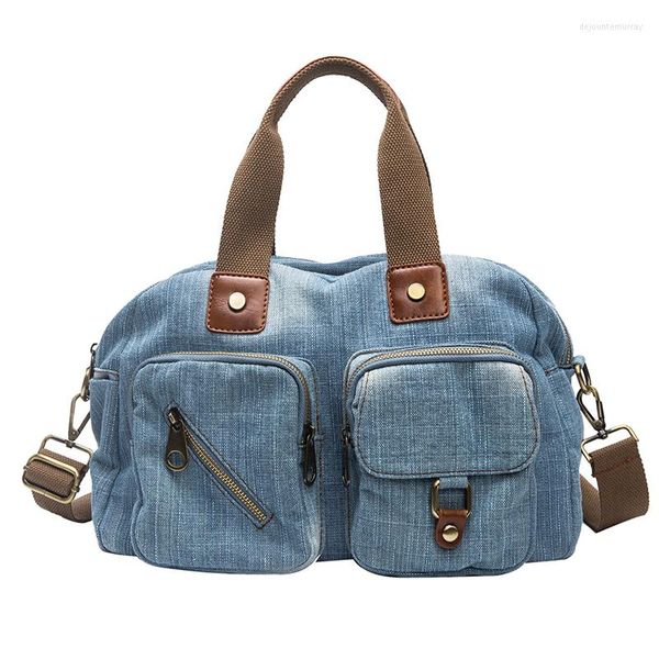 Bolsas noturnas 2023Fashion Brand Designer Denim Bag Women Bolsa Bolsas Jeans Azul Viagem Multifuncional Crossbody Tote para Lady Sac M484