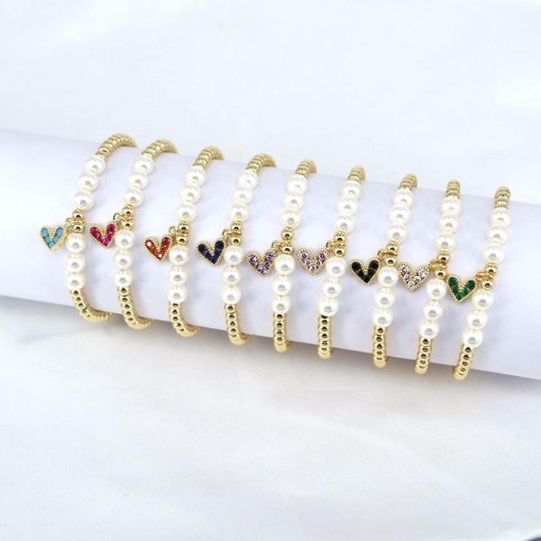 Fios com miçangas de miçangas 5pcs Moda de miçangas de ouro Bracelets charme zircon Heart Pearl Shell Bracelet for Women Jewelry