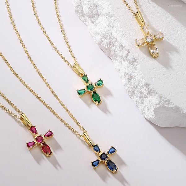 Подвесные ожерелья Mafisar Высококачественные золотоизвестные ожерелье циркона нежные мини-геометрические женские аксессуары ювелирных изделий