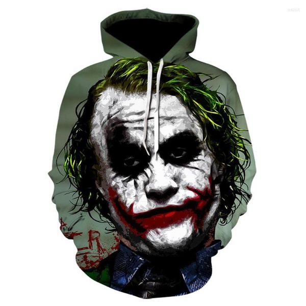 Erkek Hoodies 2023 Erkekler Korku Palyaço Sonbahar 3D Baskılı Kadın Hoodie Hoody Casual Kazaklar Komik Streetwear Kazak