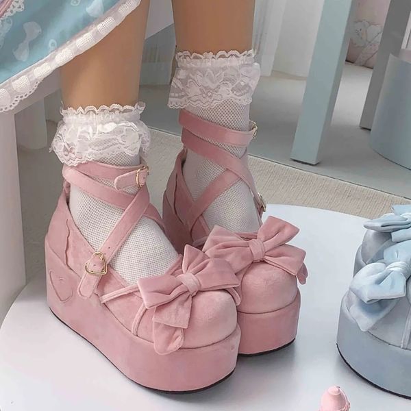 Scarpe eleganti Lolibook Cosplay Sweet tea party Scarpe anatra mandarino Cos Girl Cream Bubbles Bow Scarpe Kawaii Lolita Girls High Heel LoliShoes 230225