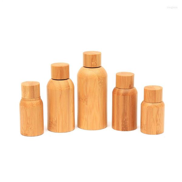 Bottiglie di stoccaggio 2 pezzi 10ml 15ML 1OZ 50ml Flacone contagocce cosmetico in bambù riciclato con coperchio Fiale campione liquido per olio per la cura della pelle