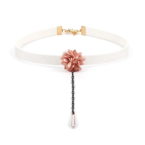 Girocolli Colori Gotico Fiore Perla Ciondolo in pizzo Moda Donna Collana Punk Elegante Office Lady Torques Short Chocker Party Jewelry Girocolli