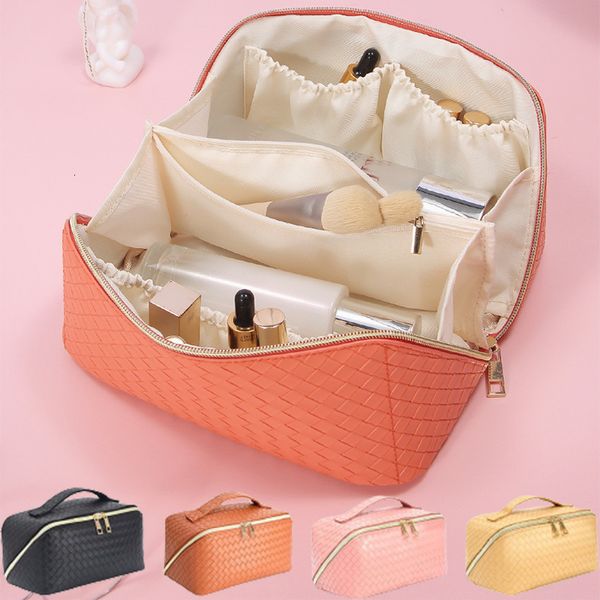 Borse per cosmetici Custodie Borsa per trucco per kit da toilette da viaggio Borsa per cosmetici di grande capacità Custodia multifunzione per donna in PU Borsa portatile 230225