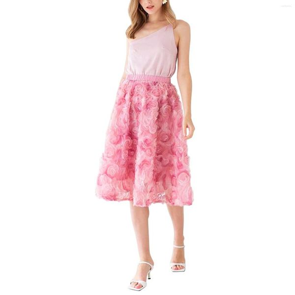 Gonne Gonna tutu in tulle da donna Elegante casual Elastico principessa Fiore Mesh A-line per streetwear