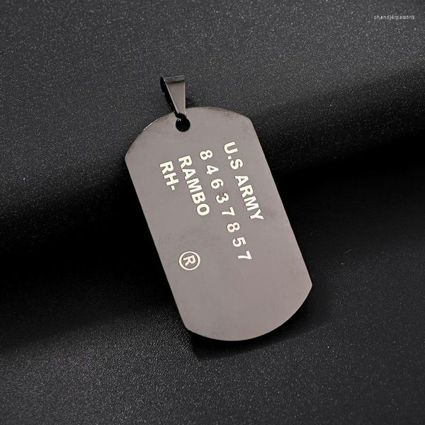 Collane con ciondolo 1pc Nero Acciaio inossidabile Army Tag Uomo Donna Collana Punk Metal Dog Tags Catena Paio Gioielli Regalo N573