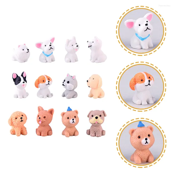 Figurine di abbigliamento per cani Mini cuccioli Figure Giocattoli in miniatura Torta Giardino Bambini Animali Animali Topper Fata Giocattolo in resina Bomboniere per cani realistici