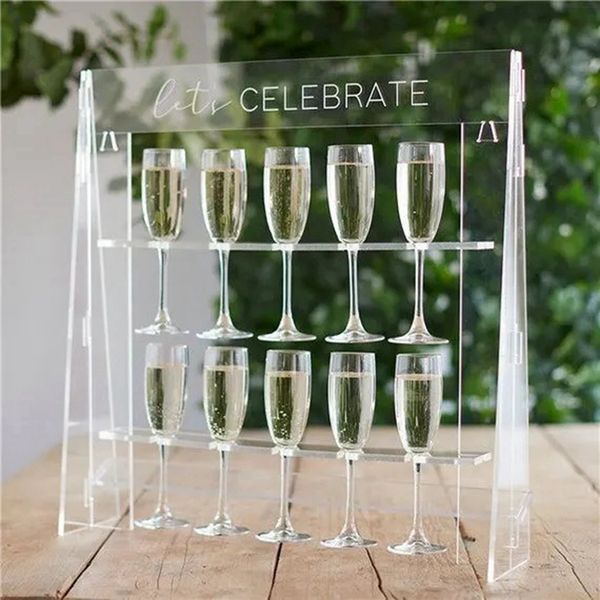 Decoração fornece fábrica de fábrica de casamento prosecco parede de parede de champanhe cenário de vidro de vidro acrílico champanhe parede iMake621