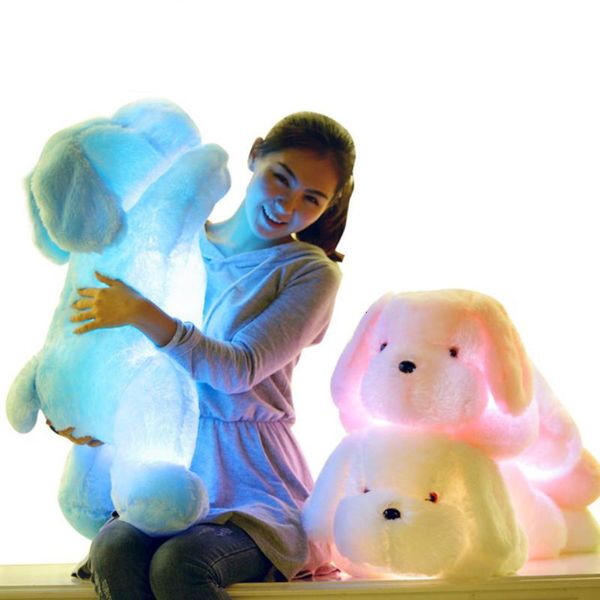 Bambole di peluche 50 cm Creative Light Up LED Teddy Dog Animali di peluche Peluche luminoso Cuscini luminosi colorati Regalo di Natale per bambini 230225