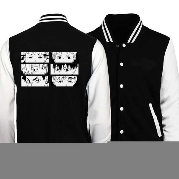 Мужские куртки haikyuu ics anime karasuno baseball gbute black blice slim fit Университетская университетская палата Uuniform Motorcycle Bombermen