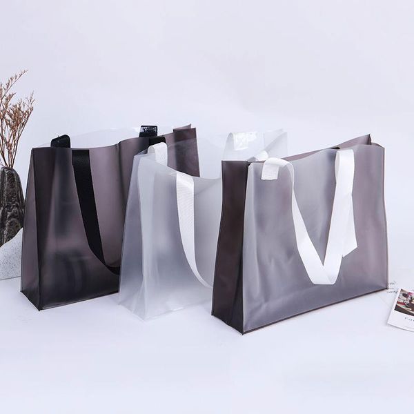 Confezione regalo 1PC Borsa shopper in PVC Borsa trasparente in plastica smerigliata Abbigliamento Negozio riutilizzabile Borsa per la spesa Borse per la conservazione di cosmetici