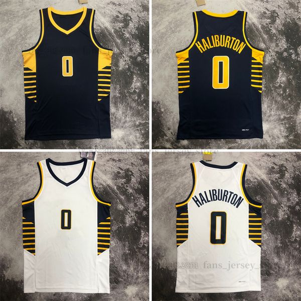 Bedrucktes 2023 neues Basketballtrikot 0 Tyrese Haliburton Name Nummer Auswärts Hochwertiger atmungsaktiver Sport Sale Hochwertiger Mann