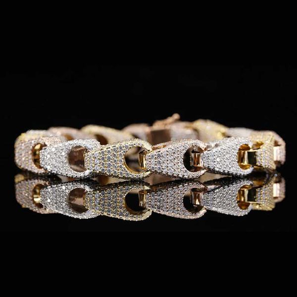 Designer de jóias personalizado luxo rapper pessoalmente vvs1 moissanite miami prata pulseira gelada hip hop pulseira mens cubana link pulseira melhor qualidade