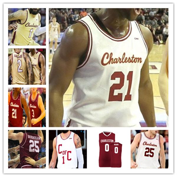 Изготовленные на заказ баскетбольные майки колледжа Charleston Cougars Далтон Болон Пэт Робинсон Iii Анте Бжович Рейн Смит Райан Ларсон Бен Бернхэм