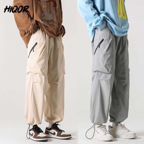 Herrenhosen HIQOR Männer Casual Cargo Hosen Harajuku Hiphop Jogging Herren Große Taschen Lose Overalls Breite Bein Hose Mann Streetwear Hosen männlichen Z0225