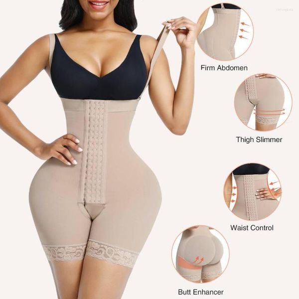 Modelador de cintura feminino Fajas Colombianas Modelador de cintura Modelador de corpo feminino Roupa íntima emagrecedora pós-parto Body para controle de barriga