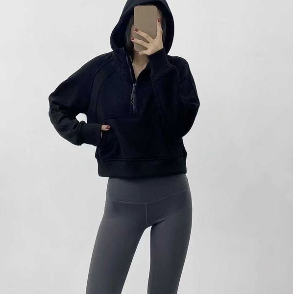 Lu Scuba Half Zip Hoodie Damen Yoga Anzug Designer Lululemens Kapuzenpullover Damen Gym Sportbekleidung Outdoor Sport Jogging Hoody Dicker Freizeittrend 28ss