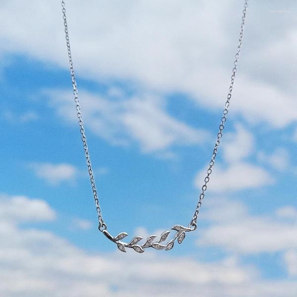 Anhänger Halsketten Olivenzweig Blätter Schlüsselbein Kette Einfache Frische Silber Farbe Temperament Persönlichkeit Mode Weibliche Halskette SNE081