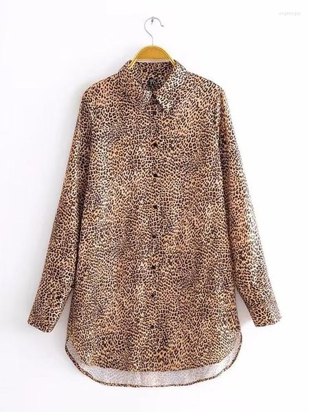 Blouses femininas Yenkye Moda Mulheres Vintage Leopard camisa Presama Blusa Sopela de lapela Ladies 2023 Spring