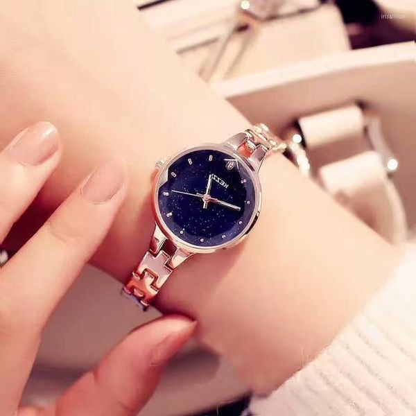 Relógios de pulso Mulheres de aço inoxidável relógio feminino Crystal Bright Star Bracelets Relógios Vestido Vestor Montre Femme Mãe Daywri