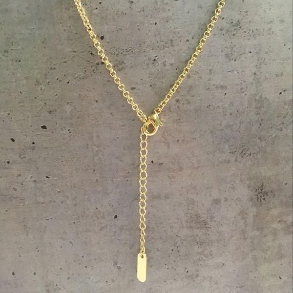 Correntes de 35-60cm de latão com cor de ouro amarelo Rolo Chain Short to Long Cheker para mulheres garotas crianças bebês joias Kolye Ketting