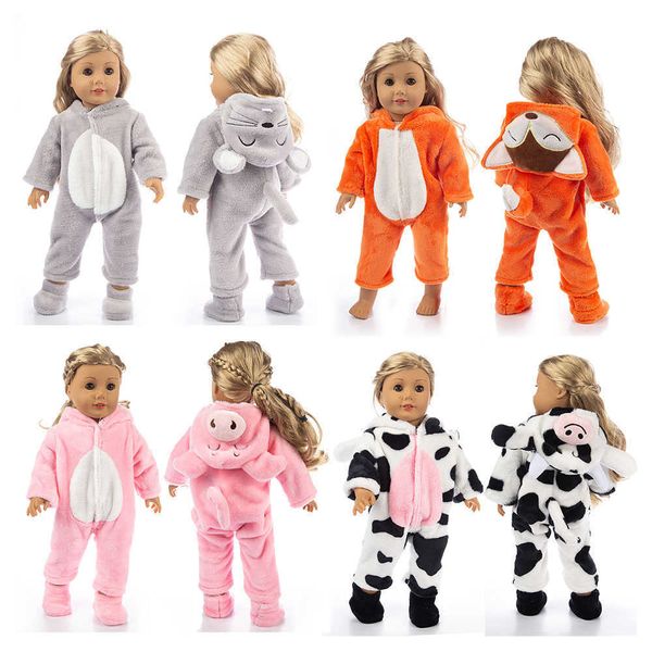 5pcs Toptan 18 inç Amerikalı kız bebek giyim yeni hayvan pijamaları 45cm kıyafet aksesuarları