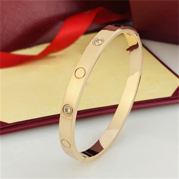 Bracciale rigido da uomo in oro massiccio in acciaio inossidabile Bracciale da uomo Designer 6mm Braccialetti di tendenza Braccialetti con diamanti Firendship Braccialetti di lusso Gioielli di lusso