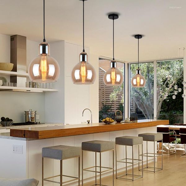 Kolye lambalar Mutfak Hafif Yatak Odası Cam Lamba Yemek Odası Tavan Işıkları Bar Led Koridor Modern Avize Aydınlatma Ücretsiz Ampul