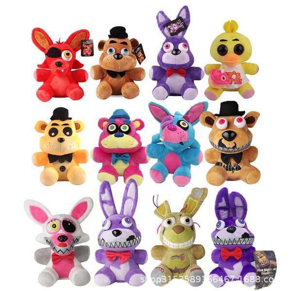 Novo estilo 18cm cinco noites no Freddy FNAF Plush Toy Toys Golden Fazbear Mangle Foxy Bear Bonnie Doll Halloween Gift