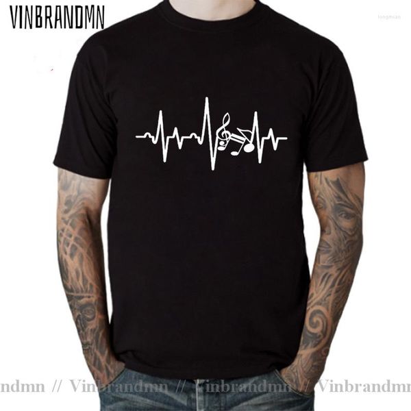 Camisetas masculinas Vinbrandmn Músico Ekg ECG Mens T-shirt Guitarrista Music Drummer Band Band Hip Hop Shirt Men Men Fashion Tee