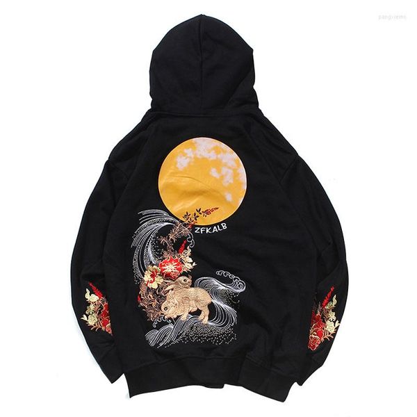 Erkek Hoodies Nakış Çiçekleri Hayvan Tavşanları Baskı Kapşonlu Sweatshirts Harajuku Moda Pullover Hip Hop Sokak Güzergahı Günlük J884