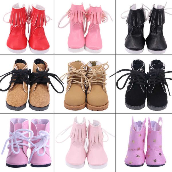 Commercio all'ingrosso 5Cm High-top Doll Abbigliamento Stivali PU Scarpe per 15-18 pollici Nancy Paola Reina ragazza americana accessori per vestiti Giocattolo fai da te