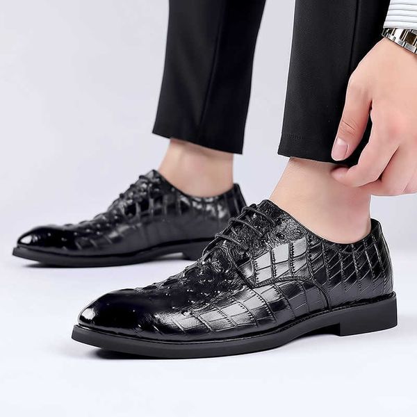 Kleiderschuhe Männer Lederschuhe Business Kleideranzug Schuhe Männer Marke Bullock Echtes Leder Schwarz Slipon Hochzeit Herren Schuhe Zapatos de Hombre R230227