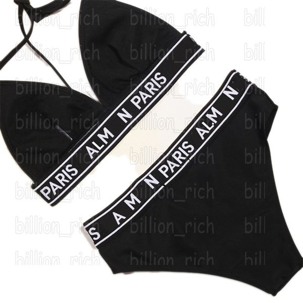 Paris Damen-Bikinis, Bademode, Strand-BHs, Slip-Set, bequeme, kabellose Sportunterwäsche, schwarzer Sport-BH, Höschen, Bikini, geteilter Badeanzug-Set