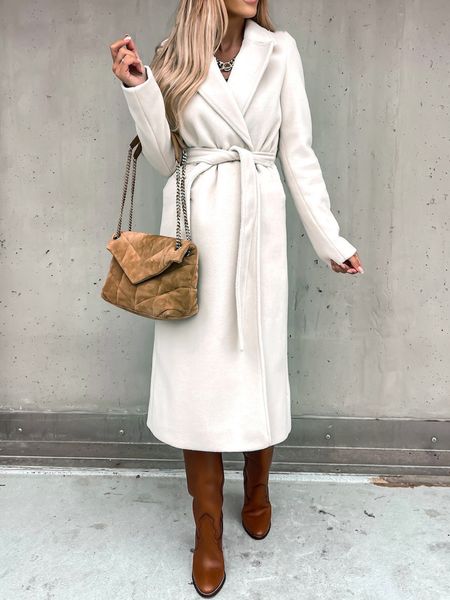 Misturas de lã femininas Misturas de lã femininas YILEEGOO Mulheres entalhadas lapela casacos clássico manga comprida cor sólida com cinto casaco de inverno 230227