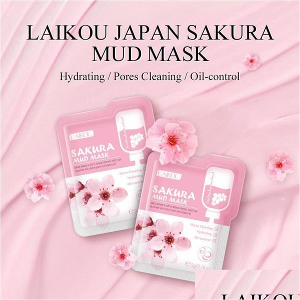 Другие инструменты по уходу за кожей Laikou Japan Sakura Mud Face Mask Night Packs Чистые темные круги Увлажняющие лица