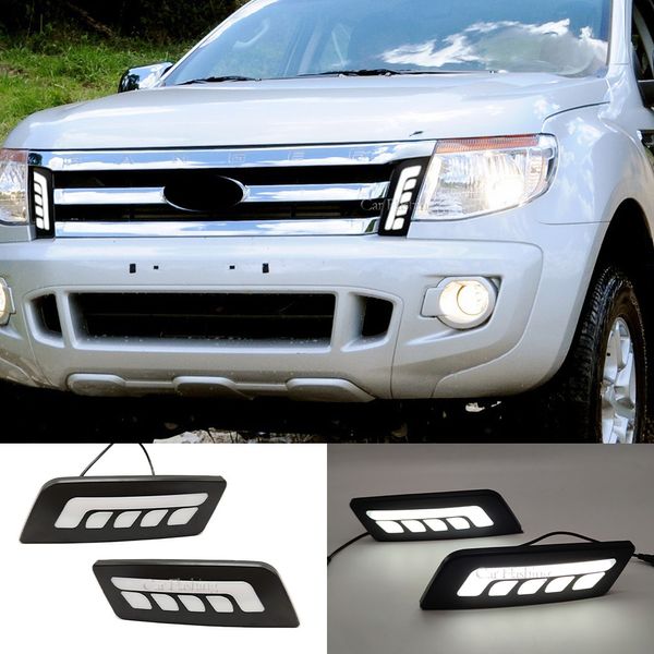 2 pezzi LED LIGHT LIGHT DRL Light Drl Day per Ford Ranger 2012 2013 2014 Accessori per auto con legna da grill anteriore Lampada Fenda