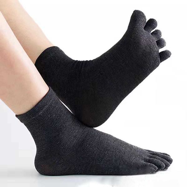 Мужские носки носки носки мужчины хлопковые пять носков пальцев дышащие короткие носки для лодыжки в спортивных носках с твердым цветом Черно -серого самца Z0227