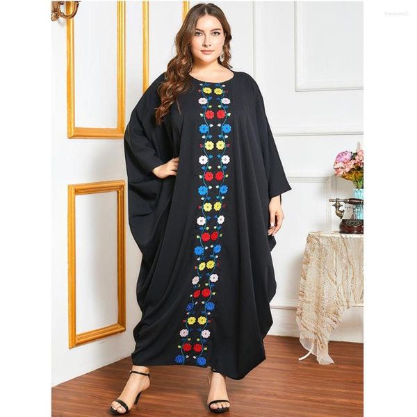 Etnik Giyim Eid Mübarek Ramazan Abaya Dubai Nakış Maksi Elbise Kadın Müslüman Uzun Jilbab Elbise Bangladeş Kaftan Türkiye Arap Cobe