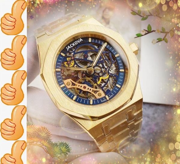 Hohle Skelett-Uhren mit mechanischem Automatikwerk, Luxus-Herrenuhren mit Voll-Edelstahlband, klassische Atmosphäre, gut aussehende Business-Schweiz-Armbanduhr