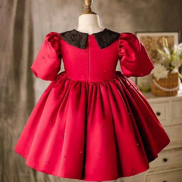 Kız Elbiseleri Bebek İspanyolca Lolita Prenses Balo Elbise Kısa Kol Beading Tasarım Düğün Doğum Günü Vaftiz Elbisesi Kız Eid A2197