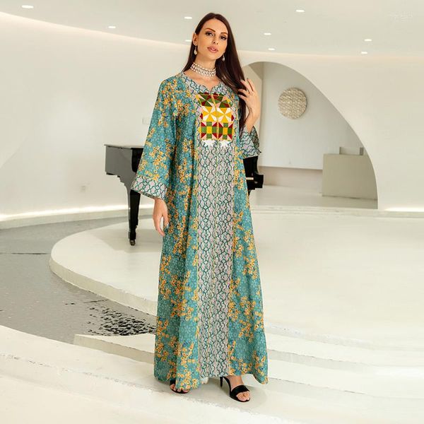 Этническая одежда вышивка Дубай Турция Коттон Абайя для мусульманских женщин 2023 Жаккард под женски