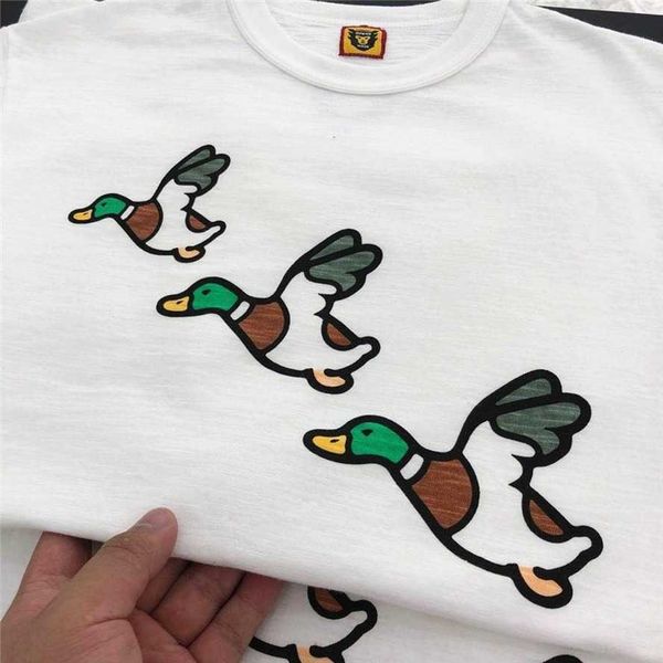 Camisetas masculinas humanas fabricadas mangas curtas Mulheres harajuku abertura limitada a três patos Tee Tops